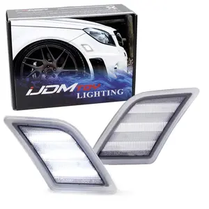 iJDMTOY Triple-Row White Full LED Side Markers, For Mercedes 2008-2011 W204 C250 C300 C350 & 2008-2013 C63 AMG, Clear Lens