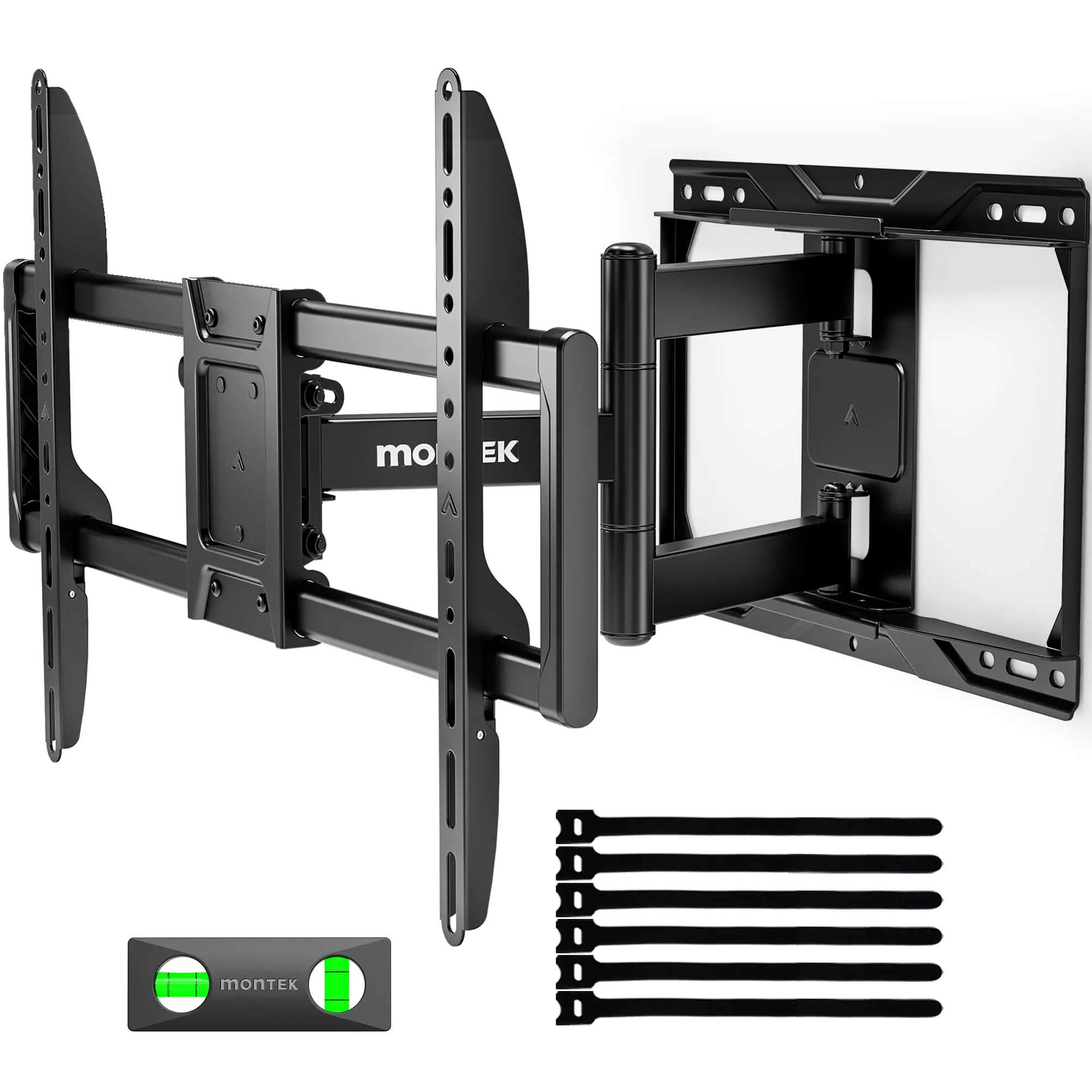 monTEK Ultra Slim TV Wall Mount for 37-95 Inch TVs | 1.1" Thin Low Profile Full Motion Bracket | Dual Swivel Articulating Arms with Tilt | Max VESA 600x400mm | Holds 132lbs | Fits 16"/18" Studs