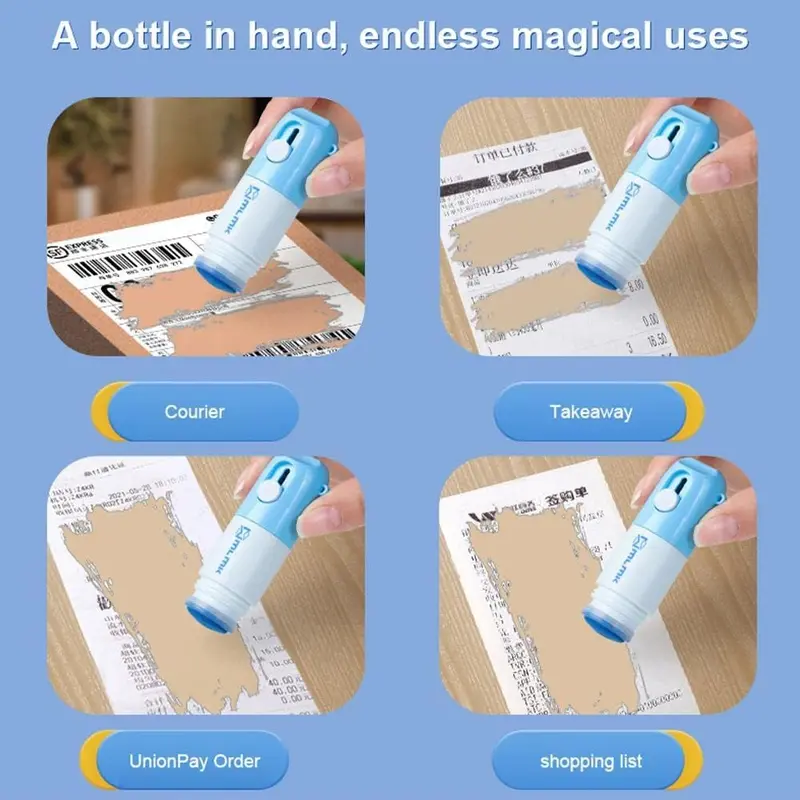 2-in-1 Thermal Paper Eraser Pen & Craft Knife, Receipt Text Fading Tool for Privacy Protection, Shipping Labels, Bills, Invoices, Returns, Price Tags, Gift Receipts, Office & School Supplies