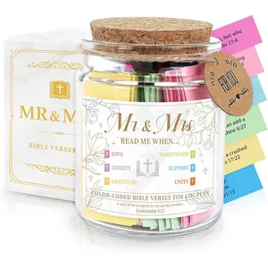 Mr and Mrs Gifts Bible Verse Jar, Wedding Gifts for Couple, Prayer Jar with 150 Scripture Cards - Bridal Shower Bride Gift for Married Newlywed, Christian Inspirational Gift