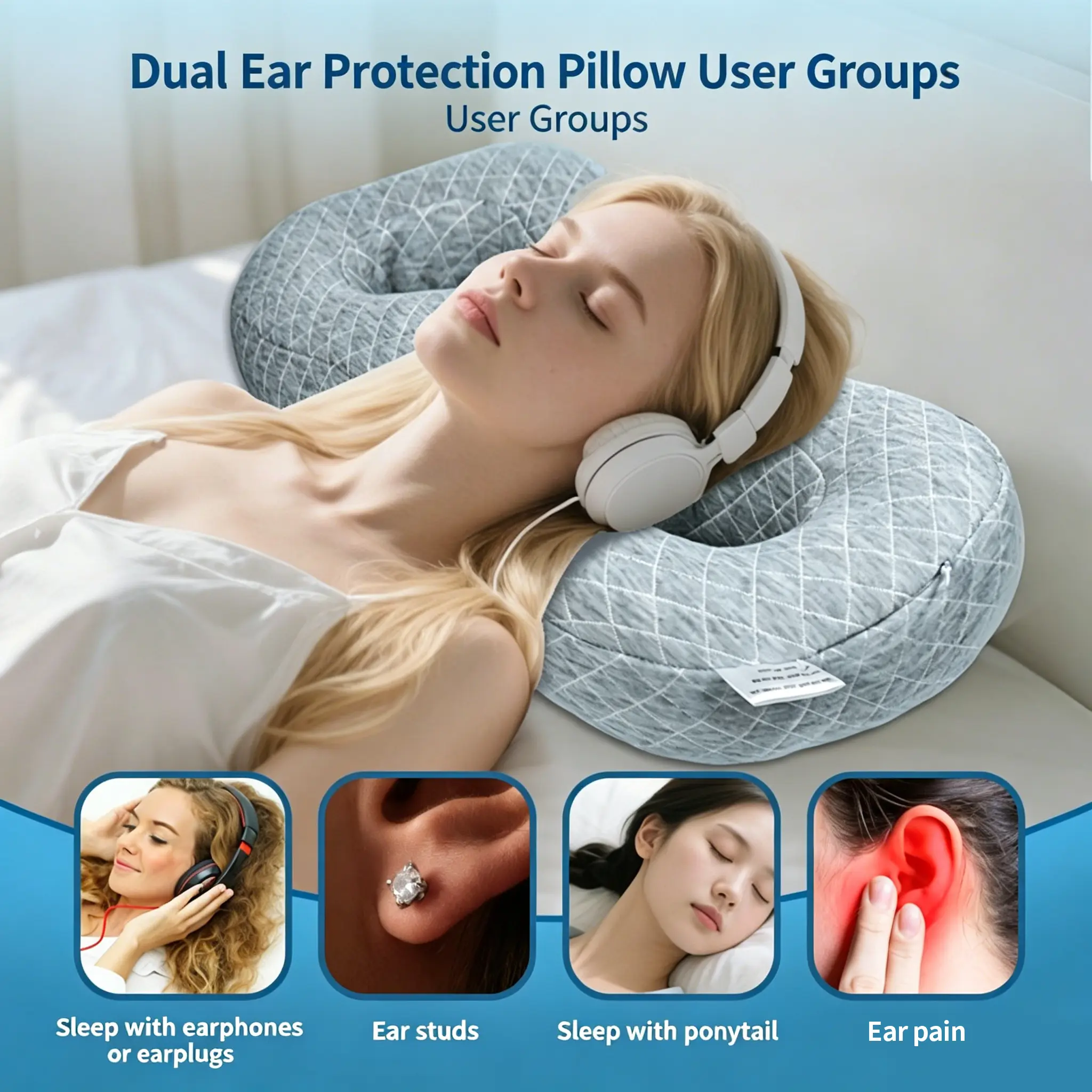 8-Shape Hollow Piercing Pillow, Electric Inflatable Cervical Home Supply for Side Sleepers, Post-Piercing Recovery & Pressure Relief