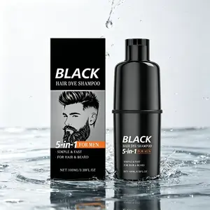 Black Hair Color Shampoo 100ml – 5-in-1 Tint for Men, Easy At-Home Hair & Beard Color, Simple Daily Use