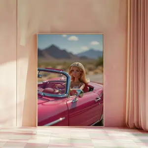 [UNFRAMED POSTER] Babe Doll in Pink Convertible Matte Vertical Poster Art Print - Maximalist Wall Art, Modern Home Decor, Dorm, Black Aesthetic, Housewarming