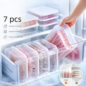 Transparent classified fridge storage boxes with lids keep food fresh and odor-free. Stackable design saves space and keeps refrigerator neat and orderly.