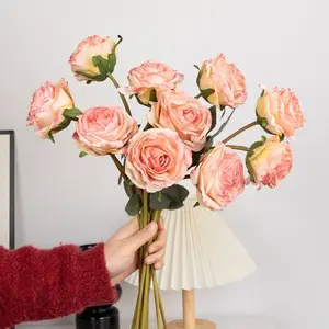 8pcs High-End Faux Rose Silk Flowers, Realistic Handheld Bouquet, Artificial Roses Bouquet, Home Decor, Wedding Photography Props, Artificial Flower Materials