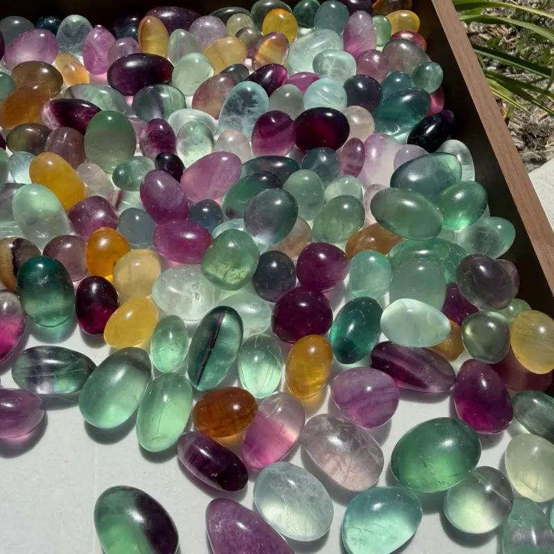 100g Rainbow Fluorite Tumbled Stones – Random Mix