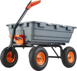 Garden Dump Cart, Heavy Duty Outdoor Utility Cart with 10 Inch Tires, 180° Rotating Handle & Quick Release, Steel Frame Wagon Cart for Soil, Plants, Wood, Tools, Moving Snow, 800 Lbs Capacity