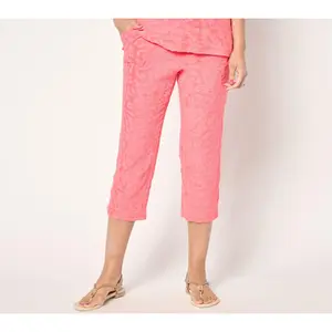 Belle Beach by Kim Gravel Petite Poolside Terry Animal Crop Pant