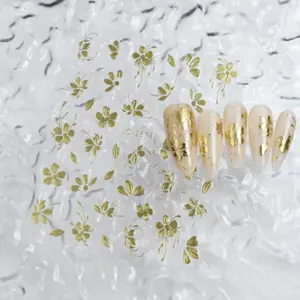 1/2sheets Vintage Gold Foil Nail Stickers, Embossed Peony & Jade Foliage Design, Adhesive Nail Art Decals, Elegant Nail Design Stickers, Nail Enthusiast Collection