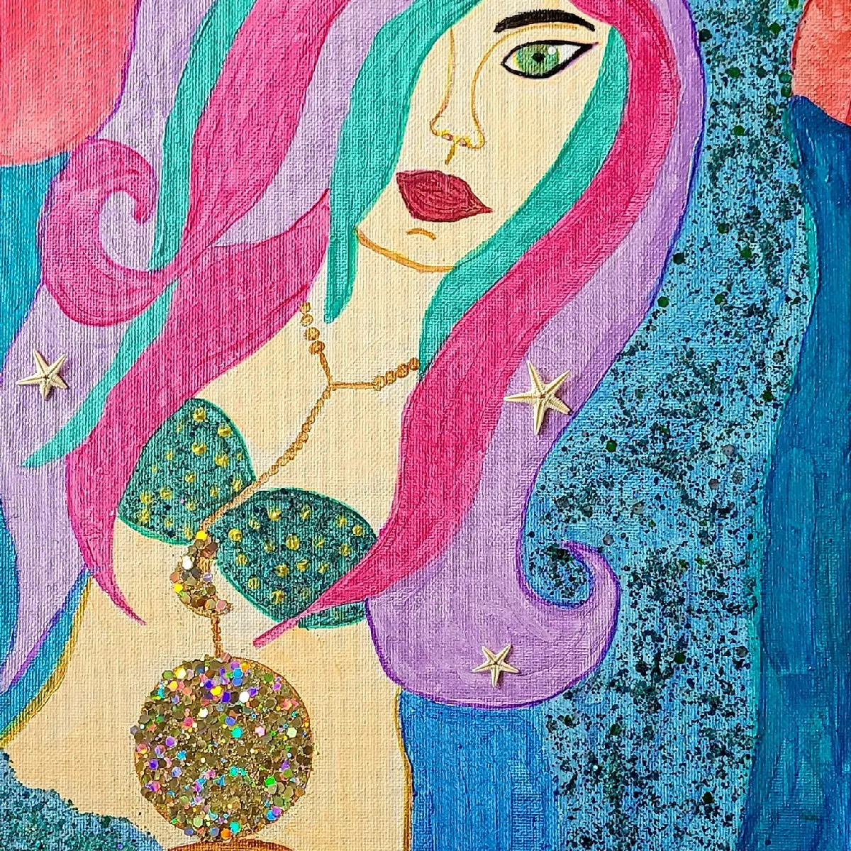 Original 10x20 Acrylic/Mixed Media on canvas - unframed, entitled The Siren