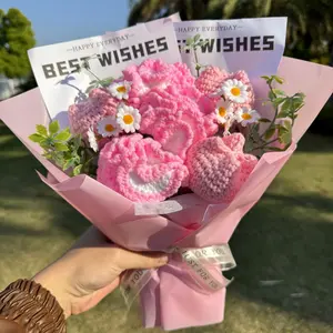 Hand-knit Crochet Flower Bouquet, 1 Set Cute Flower Bouquet, Super Cute Gift for Mother's Day, Teacher's Day & Any Occasion, Decor, Gifts For Women, Handmade Crochet Bouquet