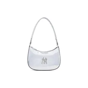 MLB New York Yankees Y2K Style Crossbody Bag in Silver Synthetic Leather for Casual Commute, Unisex Couple Wear Lightweight Shoulder Bag