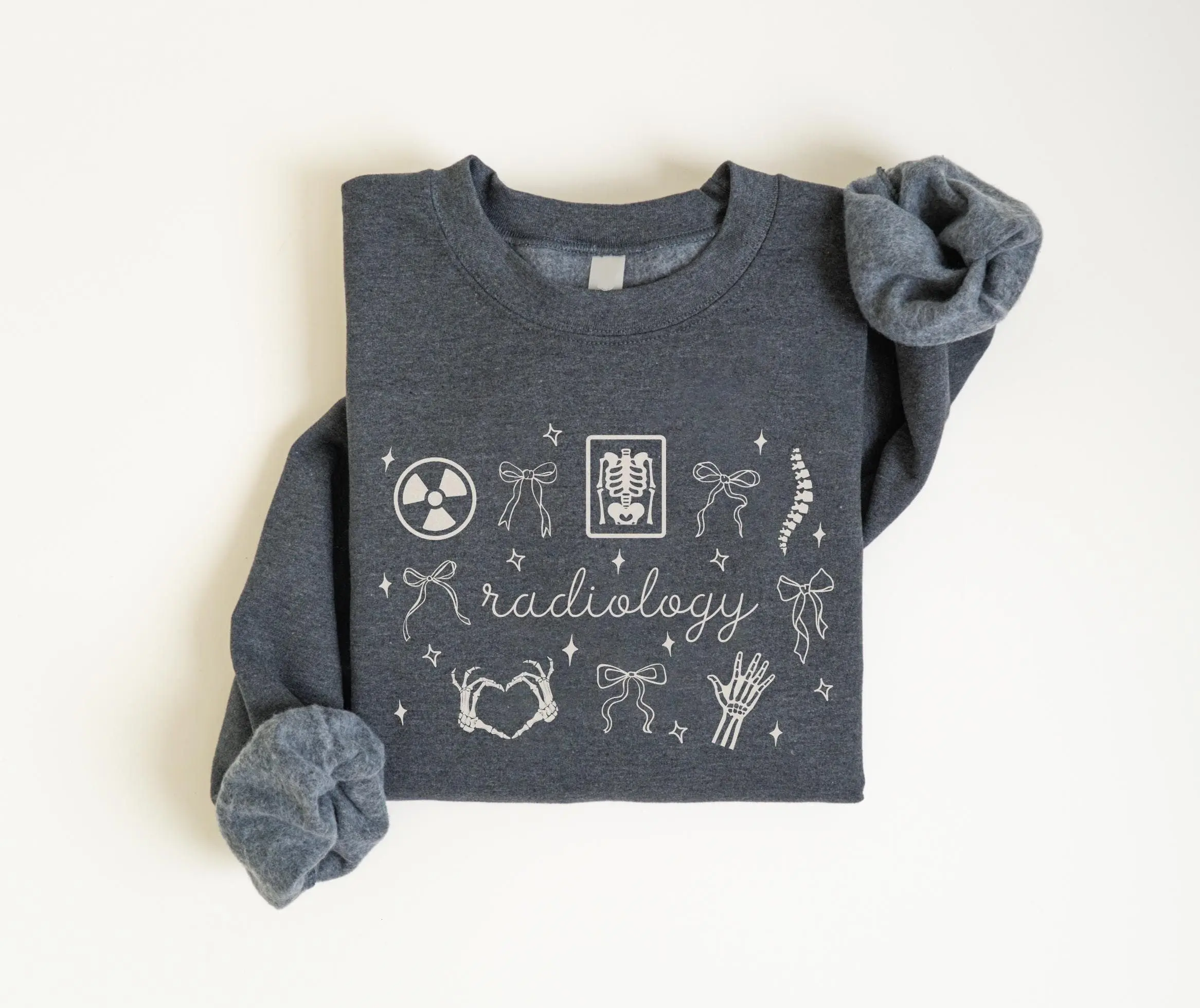Radiology Graphic Pullover Sweatshirt for Women, Soft Oversized Fleece Top, Casual Coquette Style Gift for RAD Techs, Breathable, Graphic Tops, Everyday, Crew Neck, Soft Cotton, Round Neck, Medium Length, Graphic Print