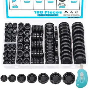 Rubber Grommet Kit Closed Firewall Grommet 7 Sizes 7/25" 3/8" 1/2" 5/8" 3/4" 7/8" 1" Rubber Hole Plug Rubber Grommets for Wiring (188Pcs)