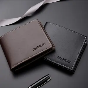 Fashionable Men's Soft Leather  Casual Short Style  for Young Students Wallet