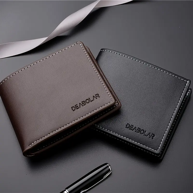Fashionable Men's Soft Leather Wallet Casual Short Style Wallet for Young Students