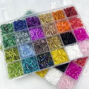 7mm Long Glass Bead Kit, 5600pcs/set 24 Color Bead, DIY Beading Accessories for Bracelet & Necklace Making, Jewelry Making Supplies