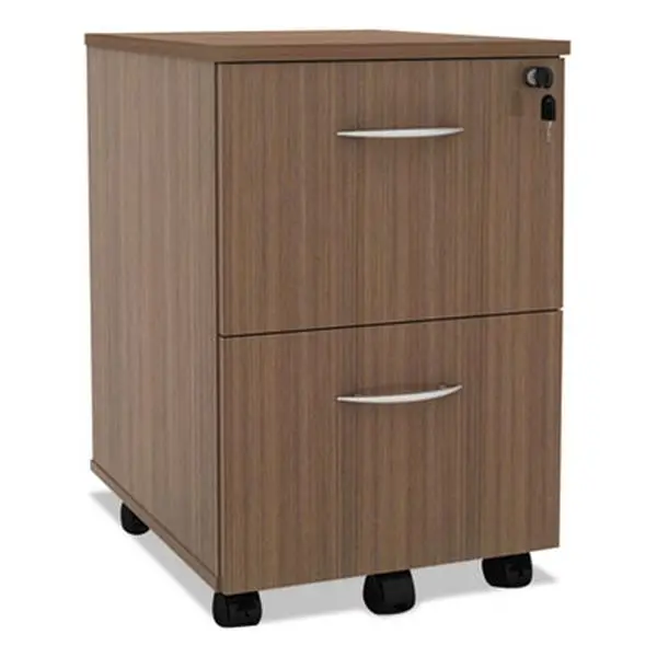 ALESE521620WA Contemporary Mobile Filing Cabinet, Walnut File Pedestal with Key Lock, 1 in Top Thickness, Fully Assembled Office Commercial Furniture