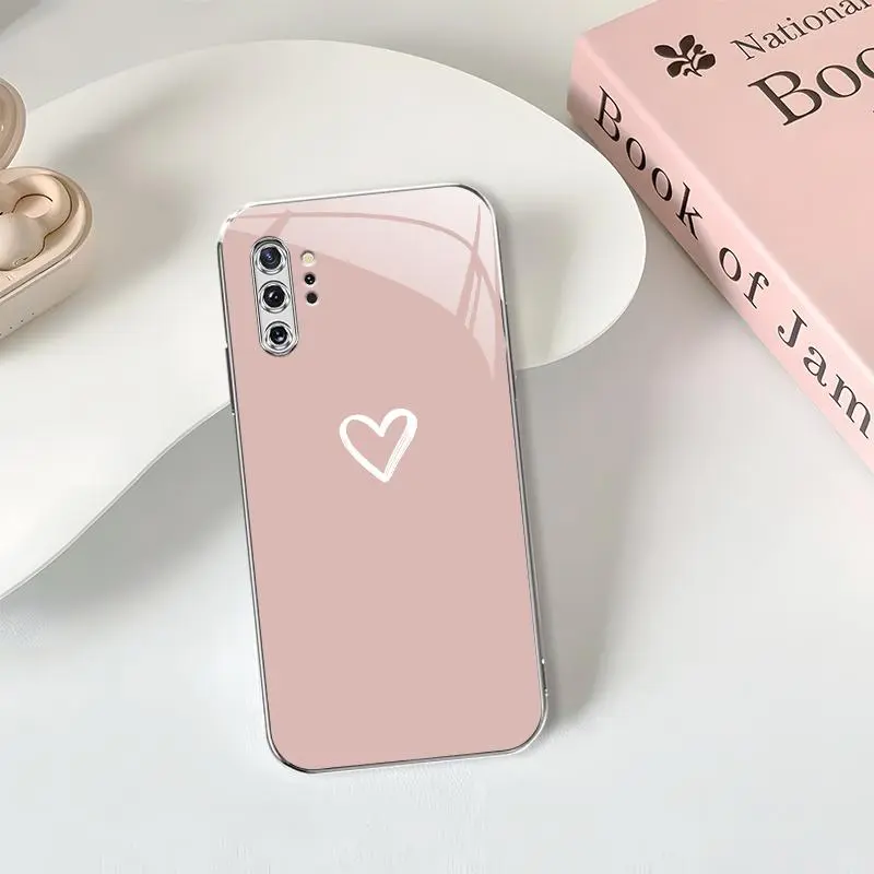 Graffiti simple love heart for【Galaxy Note 10 Plus】light luxury glass case--975