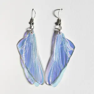 Iridescent Acrylic and Resin Insect Wing Earrings - Dragonfly