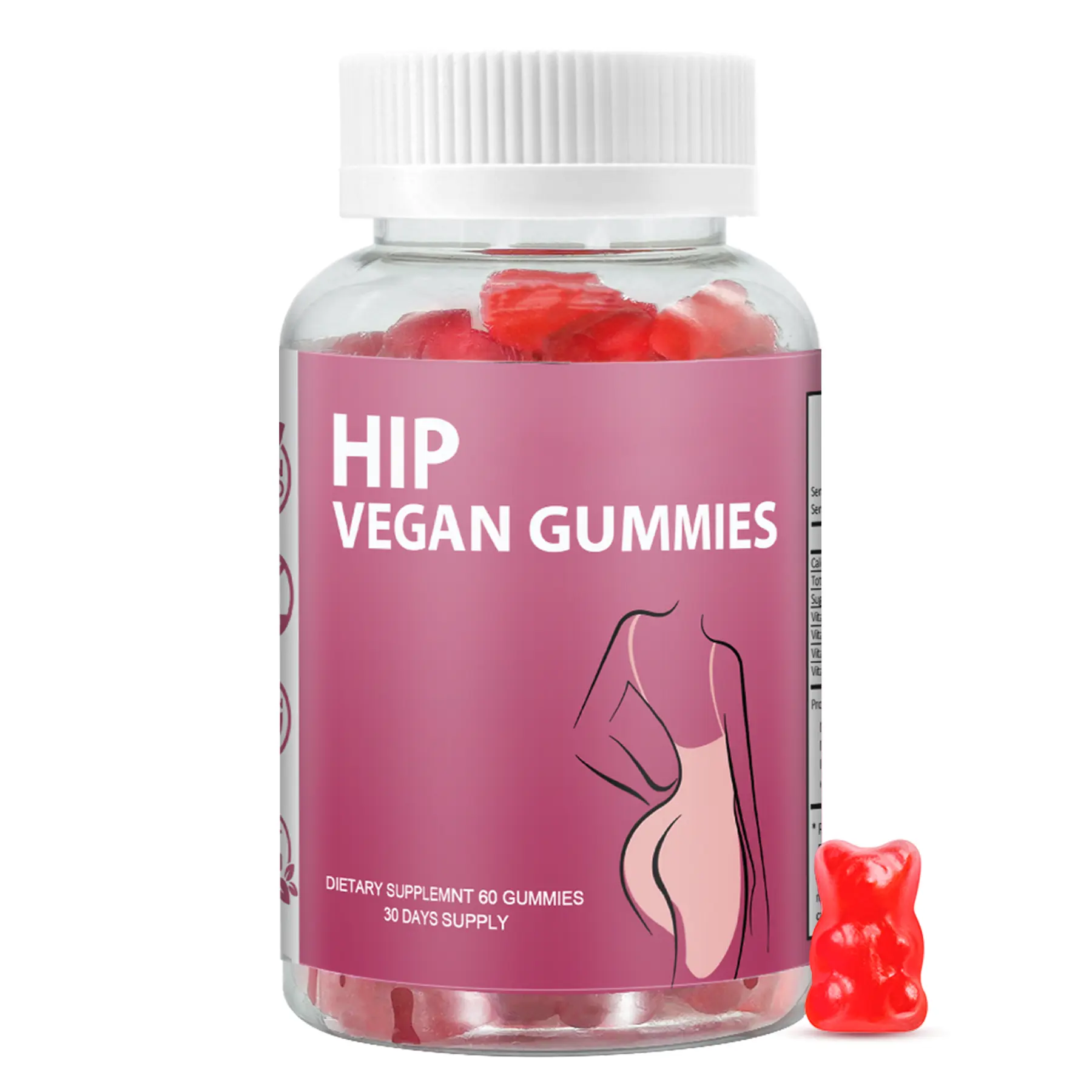 Natural Multivitamin Gummies - Berry (Raspberry) Flavor, 60-Count Chewable Beauty Supplement Vitamin for Growth Support, Skin & Hair Nail Care, Healthcare Wellness Vitamins