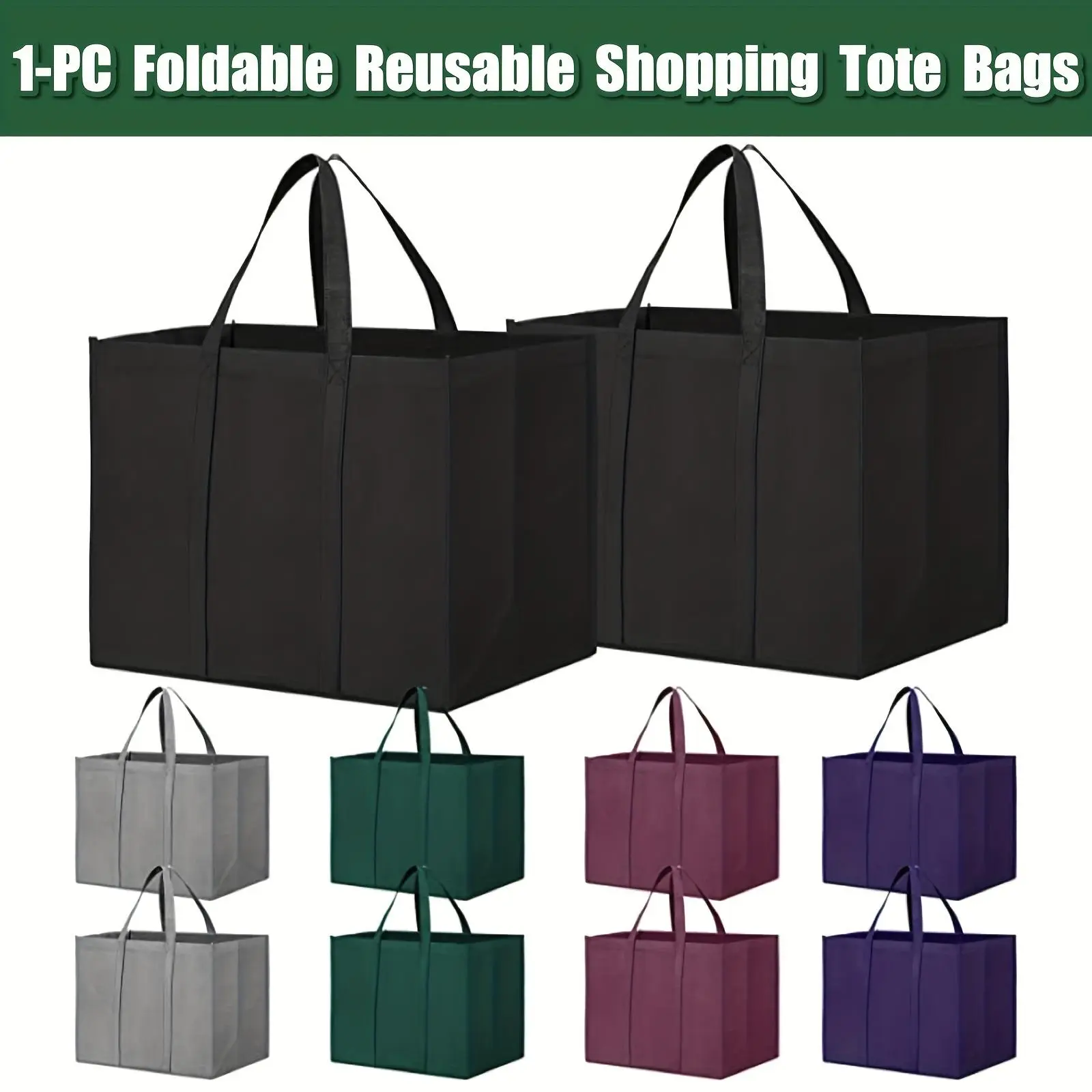 1PC thick large capacity folding duffel bag tote bag reusable grocery shopping bag, large tote bag, long handle for shopping grocery clothes, Reusable Grocery Bags