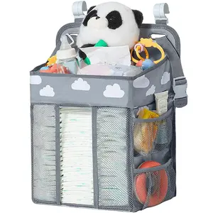 Baby Diaper Storage Bag Large Capacity Bedside Hanging Organizer, Multi-Functional Baby Nappy Holder, Convenient Nursery Essentials