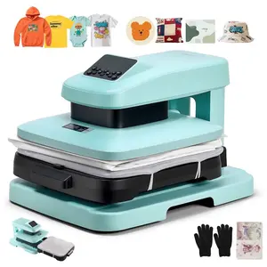 fathersdaygift VEVOR Auto Heat Press Machine, 15x 15 inch, T-Shirt Press Machine with Auto Release and Adjustable Pressure, Digital Display, Rapid Heating, for Sublimation, Vinyl, Heat Transfer Projects, Green