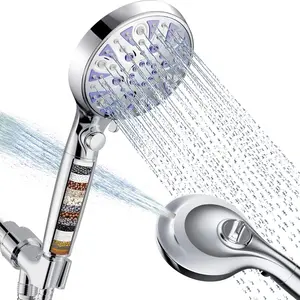 High Pressure 10 Mode Removable Handheld Shower Head, Shower Head with on/off Pause Switch, 15-Level Softener Filter for Chlorine Removal in Hard Water, CuPc and CEC Certification