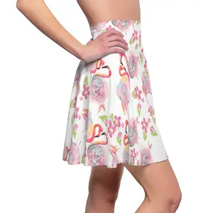 Flamingo Floral Skater Skirt — Watercolor Pink Tropical AOP