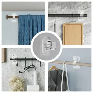 Curtain Rod Installation Accessories, Adhesive Stand, Adjustable Hooks, Curtain Hook Clips, Home Window Covering Setup, Curtain Rod Holders