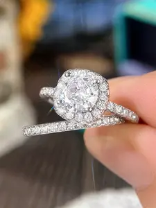 2 PC/Set Elegant Cubic Zirconia Marquise Cut Ring For Women Beautiful Rings For Valentine's Day Gift Wedding Anniversary Party Jewelry