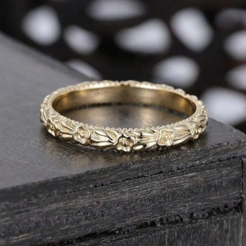 Flower Embossed Simple Fine Elegant Casual Ring, Beautiful Rings, Women's Fashionable Jewelry for Daily & Party Wear, Trendy All-match & Exquisite Jewelry for Birthday Gift, Trendy Jewellery Accessories