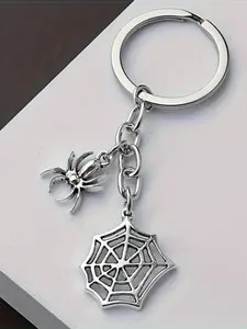 Spider Web Keychain for Car and Bag, Fun Gift Accessory, Unique Spider Design, Casual Style, Chain Print Pattern, All Seasons
