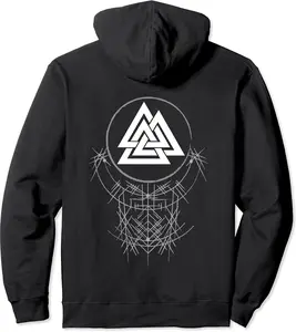 Norse Odin's Valknut - Retro Classic Viking (on back) Pullover Hoodie - Yoandymira Shop 95B09BST5CL1
