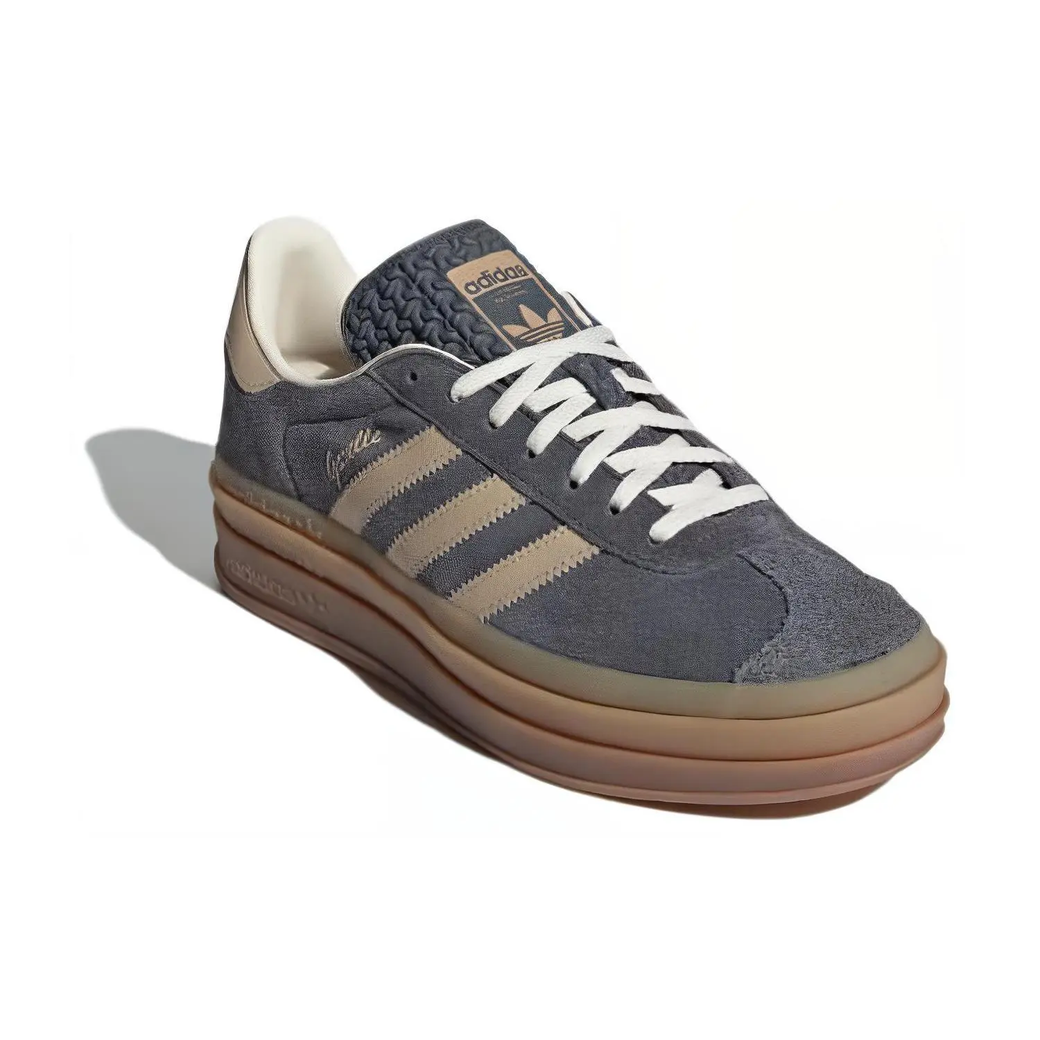 Women's Adidas Originals Gazelle Bold Low-Top Casual Breathable Sneakers - Gray-Brown Stylish Sneaker, Comfortable, Slip-Resistant, Durable, House White Official Maison Mihara Flats