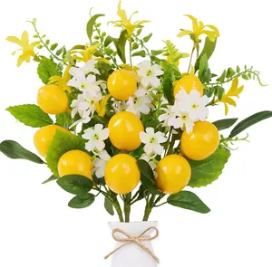 3 PCS Artificial Lemon Picks - Fake Lemon Branches Summer Decor for Home Kitchen, Party Table Centerpiece