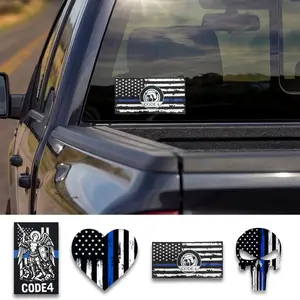 CODE4 St Michael Thin Blue Line Decal Set of 4 for Car Windows and Vehicles