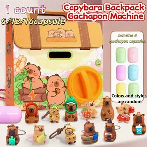 New Capybara Backpack Gachapon Machine: Surprise Fun Figurines, Quirky Eggs, DIY Blind Box Toys—a toy gift box you can carry on your back. Each box contains 6 gachapon capsules ,can choose 12 or 16.(extra capsules are packaged separately). Boxed.