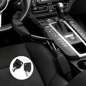 Advanced Steering Wheel Lock, Heavy-Duty Anti-Theft Device, Braided Steel Cable, Drill-Resistant, Universal Fit, Includes 2 Keys, No Battery