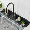 AMA SNOW 24-Inch Extra Long Rectangular Silicone Faucet Mat - Water Splash Proof, 7° Slope Self-Draining, Easy-Dry Surface, Odorless Safe Home Supplies, Adjustable Soft Countertop Shield, Keeps Kitchen Sink Area Clean