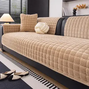 Velvet Couch Cover, Washable Sectional Sofa Cover, Anti Slip Sofa Slipcovers Furniture Protector Covers for Pets Kids