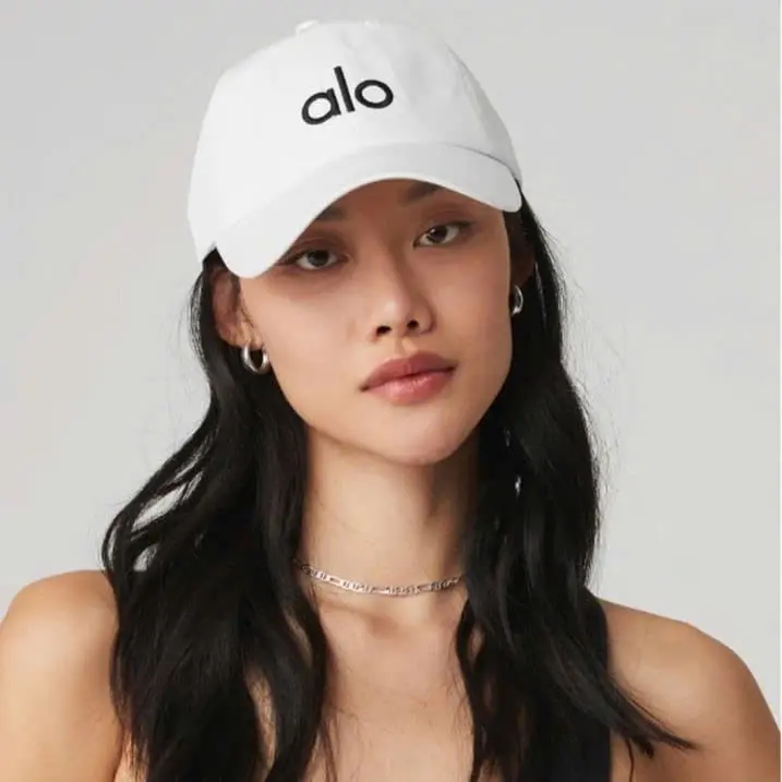 Women's Performance District Trucker Hat - Off-Duty Minimalist White Baseball Cap with Black Letter "O" Design, 100% Polyester, Sun Protection, Durable Outdoor Headwear for Running & Activities