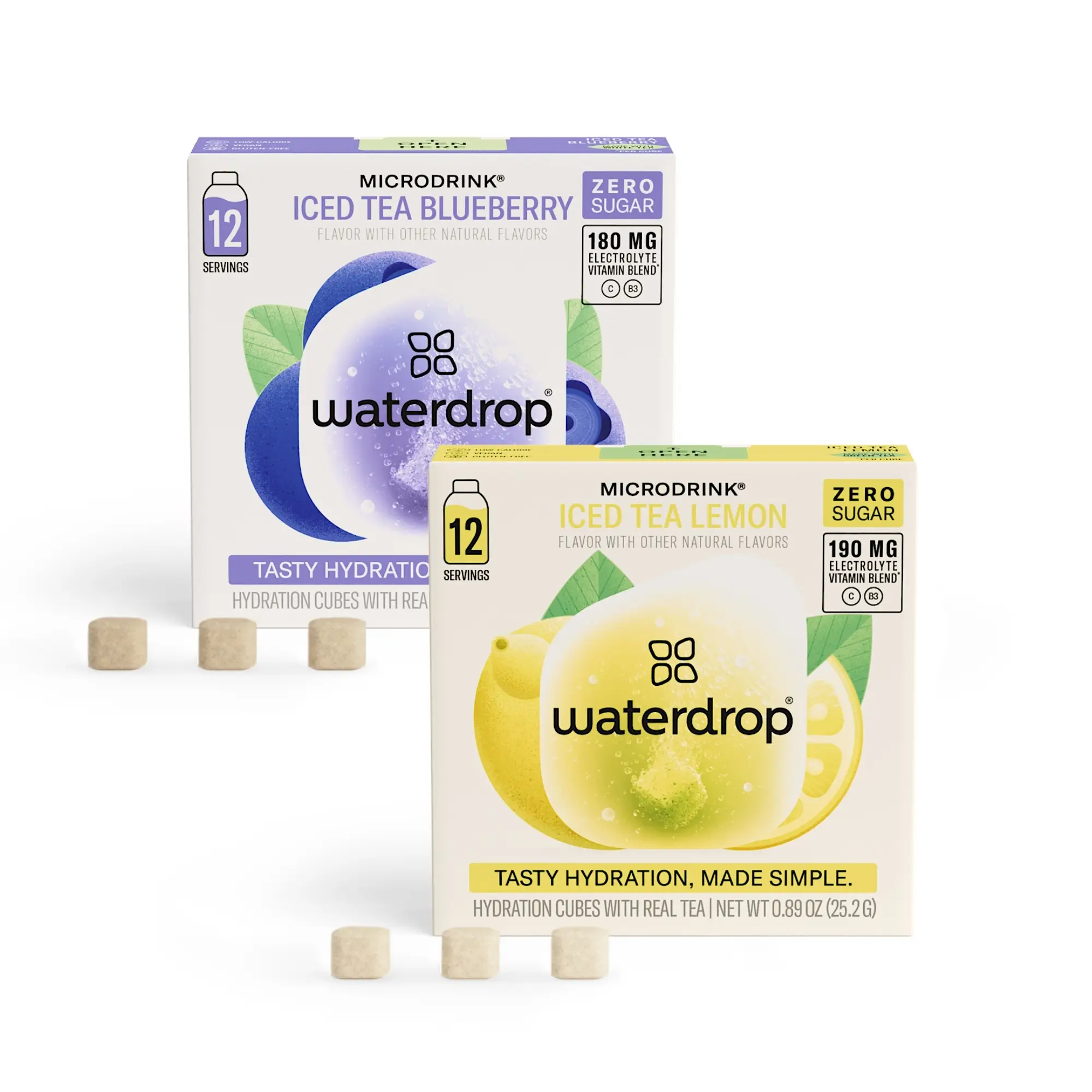 waterdrop Iced Tea Hydration Cubes TikTok For You Set - 24 Cubes LEMON BLUEBERRY - Sugar Free & Zero Calorie Ice Tea Powder Mix with Electrolyte Vitam