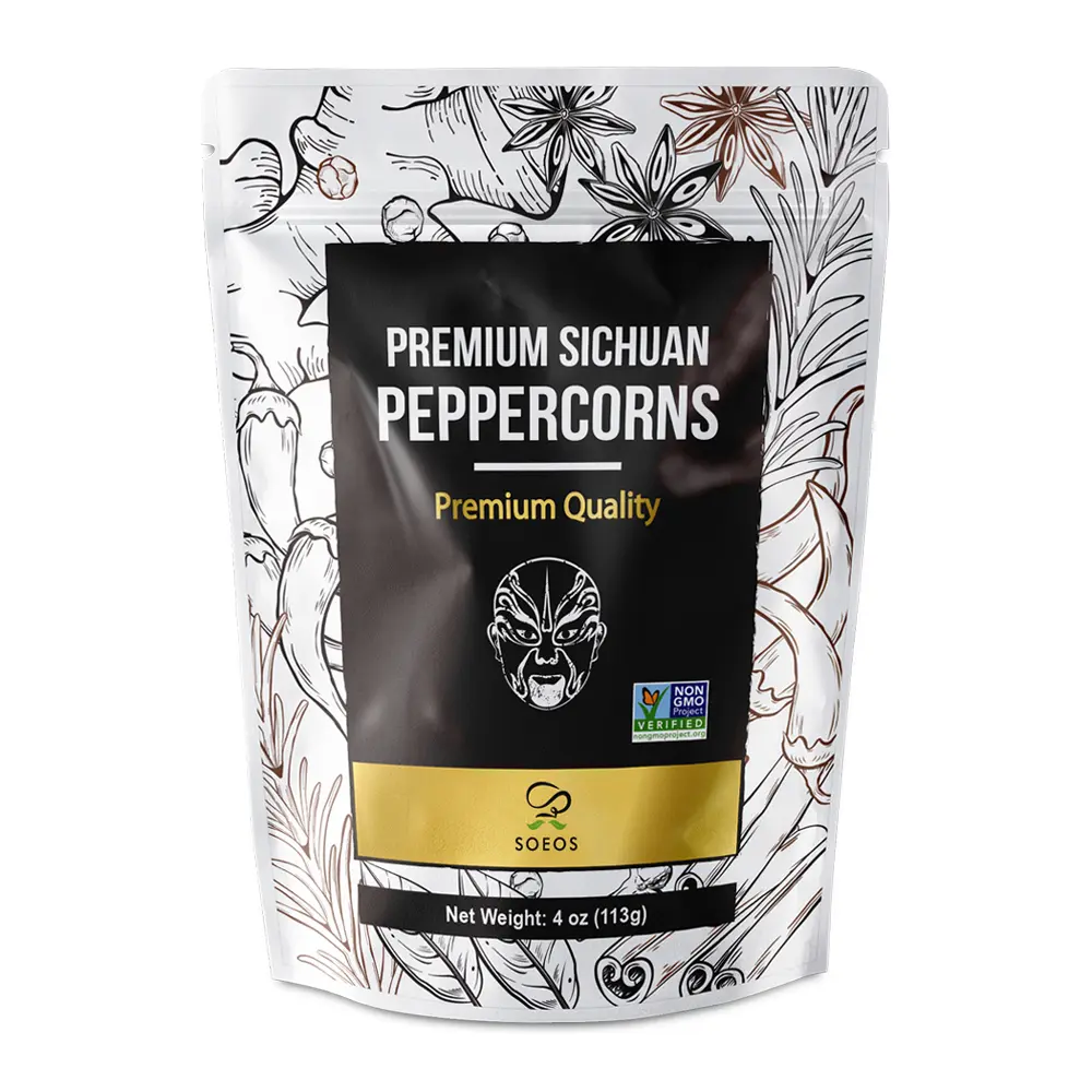 Soeos Premium Szechuan Peppercorns, 4oz(113g), Authentic Sichuan Red Peppercorn, Numbing and Tingle Effect, Less Seeds, Strong Flavor, Essential for Mapo Tofu, Kung Pao Chicken and Asine Cusine Chilli Spice Garlic