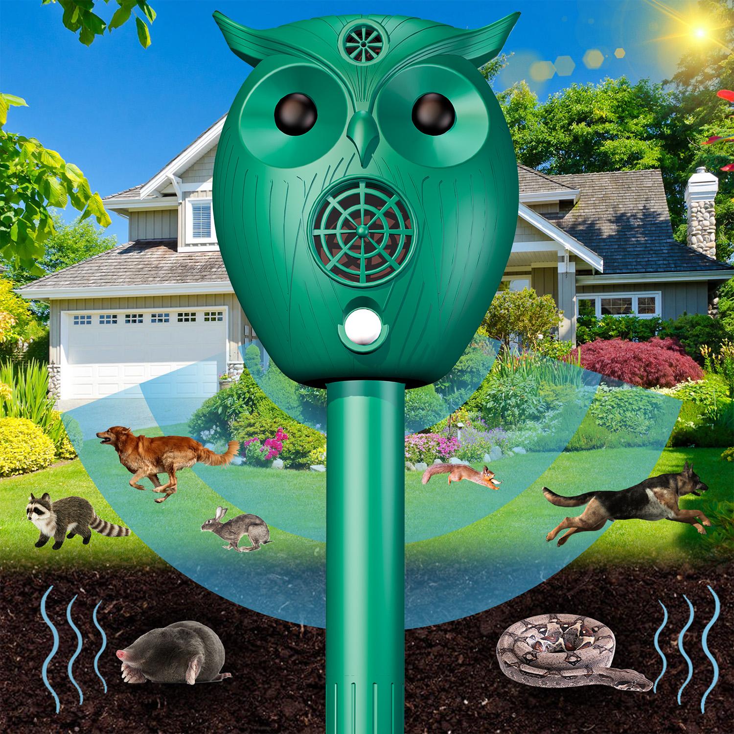 Chingyoo Animal Repellent Ultrasonic Deer Bird Repeller Flame Light Motion Sensor Outdoor Pest Control Electrical Batteries
