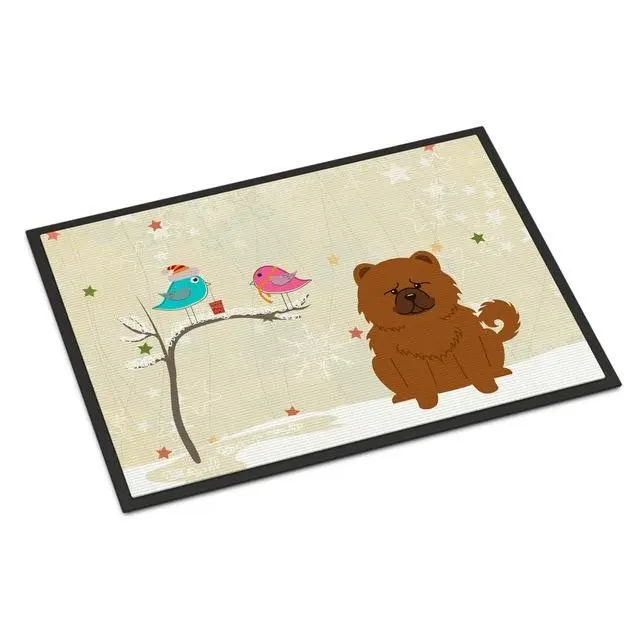 Carolines Treasures BB2614JMAT Christmas Between Friends Chow Chow Red Indoor-Outdoor Mat, Durable Fade-Resistant Non-Slip, 24" h x 0.25" w x 36" l