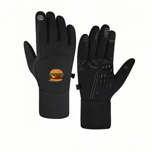 1 pair with  a HamburgerAnd This Is Showcases a Fwinter gloves fishing gloves Touch Screen Soft Touch Running for Men Women Fashion birthday gifts Stylish Thick Popular Classic