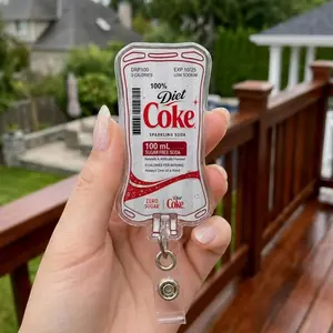 Diet Coke IV Bag Badge Reel, Retractable ID Holder, Nurse Gift, Nurse badge reel, RN, Md, pharmacy, healthcare, work accessory
