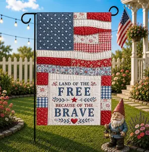 USA 250th Anniversary Flag, Vintage Patriotic House Flag, Quilting Styled 4th July Independence Decor